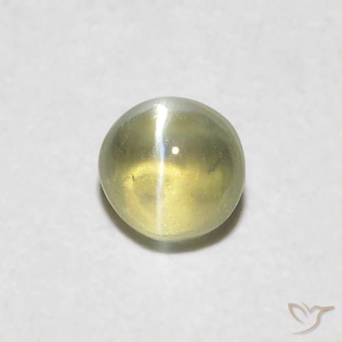 0.28ct 天然 薄いイエロー リソベリルキャッツアイ, 楕円形, 半透明