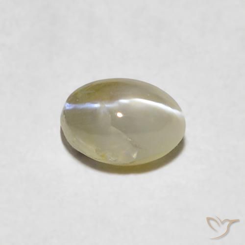 0.41ct 天然 ライトイエロー リソベリルキャッツアイ, 楕円形, 半透明