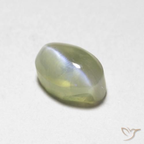 0.87ct 天然 ライトイエロー リソベリルキャッツアイ, 楕円形, 半透明