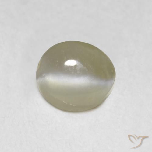 0.70ct 天然 ライトイエロー リソベリルキャッツアイ, 楕円形, 半透明