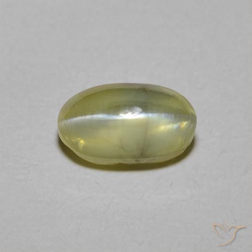 1.34ct 天然 ミディアムイエロー リソベリルキャッツアイ, 楕円形, 半透明