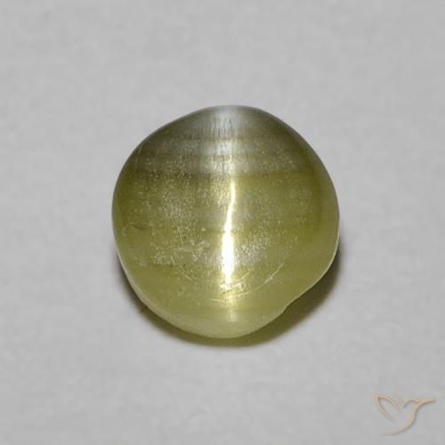 0.52ct 天然 黄みがかったグリーン リソベリルキャッツアイ, ラウンド, 半透明