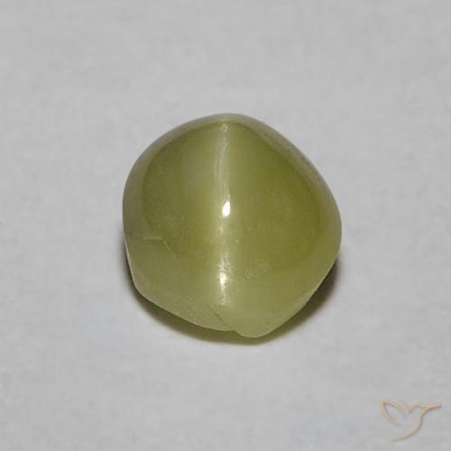 0.52ct 天然 黄みがかったグリーン リソベリルキャッツアイ, 楕円形, 半透明