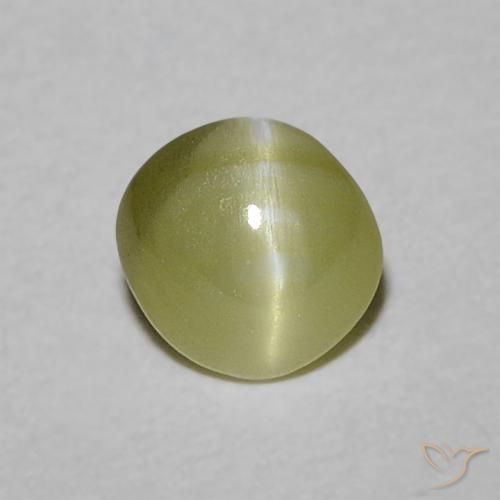 0.47ct 天然 黄みがかったグリーン リソベリルキャッツアイ, 楕円形, 半透明