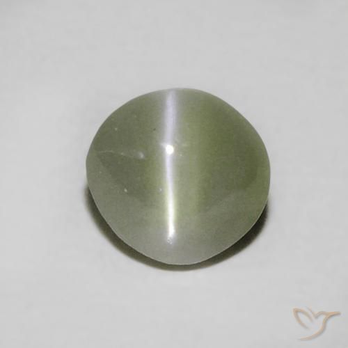 0.55ct 天然 灰色がかった緑 リソベリルキャッツアイ, 楕円形, 半透明