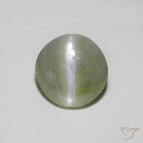 0.39ct 天然 アーシーグリーン リソベリルキャッツアイ, ラウンド, 半透明
