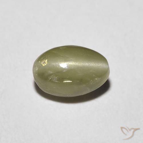 0.82ct 天然 黄みがかったグリーン リソベリルキャッツアイ, 楕円形, 半透明