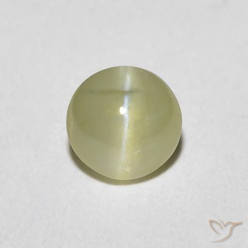 0.59ct 天然 ウォームグリーン リソベリルキャッツアイ, 楕円形, 半透明