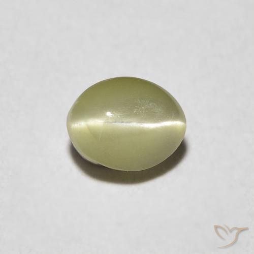 0.39ct 天然 黄みがかったグリーン リソベリルキャッツアイ, 楕円形, 半透明