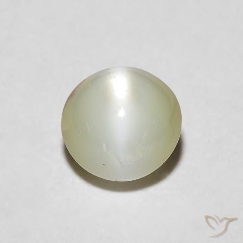 0.92ct 天然 灰色がかった黄緑 リソベリルキャッツアイ, 楕円形, 半透明