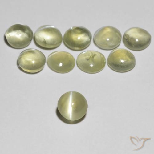 0.37ct 天然 ライトイエロー リソベリルキャッツアイ, ラウンド, 透明