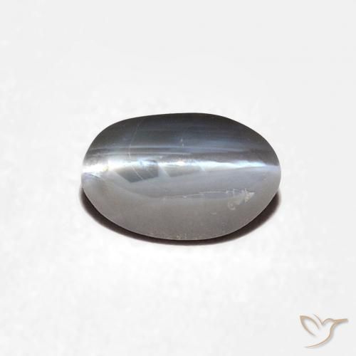 0.70ct 天然 ミディアムグレー リソベリルキャッツアイ, 楕円形, オペーク