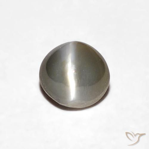 0.39ct 天然 ミディアムグレー リソベリルキャッツアイ, 楕円形, オペーク