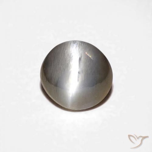 0.50ct 天然 非常に薄い灰色 リソベリルキャッツアイ, 楕円形, オペーク