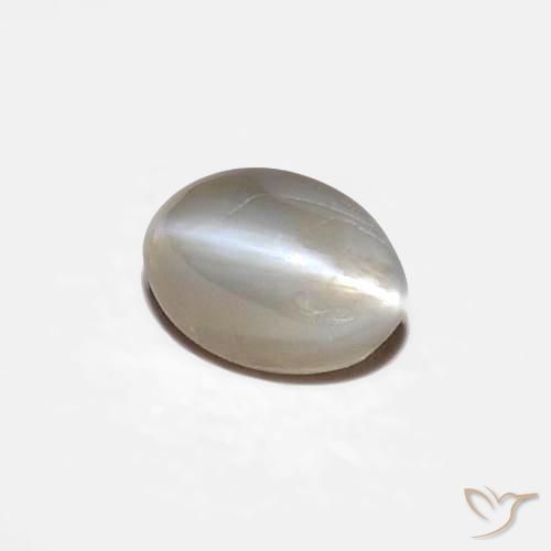 0.34ct 天然 非常に薄い灰色 リソベリルキャッツアイ, 楕円形, オペーク