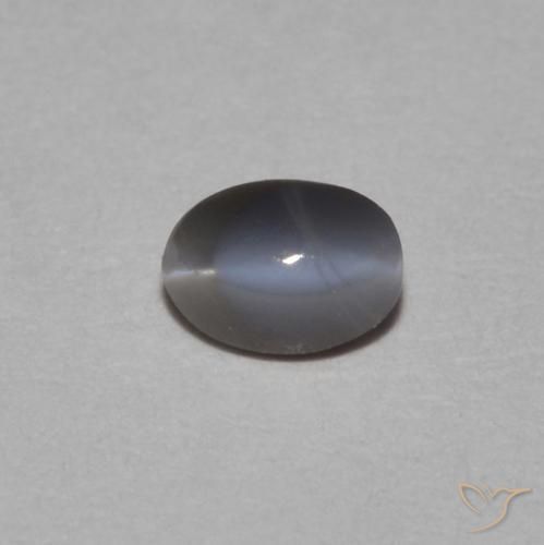 0.25ct 天然 シルバーグレー リソベリルキャッツアイ, 楕円形, オペーク