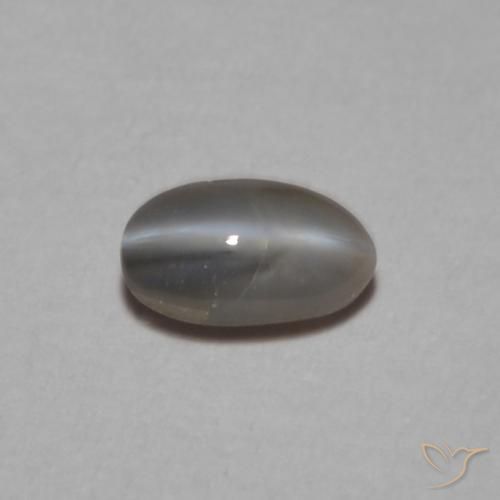0.26ct 天然 シルバーグレー リソベリルキャッツアイ, 楕円形, オペーク