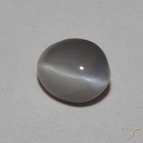0.53カラットの天然Medium Dark-Greyリソベリルキャッツアイ、楕円形、オペーク