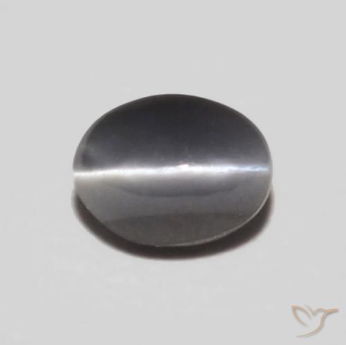 0.30ct 天然 ミディアムグレー リソベリルキャッツアイ, 楕円形, オペーク