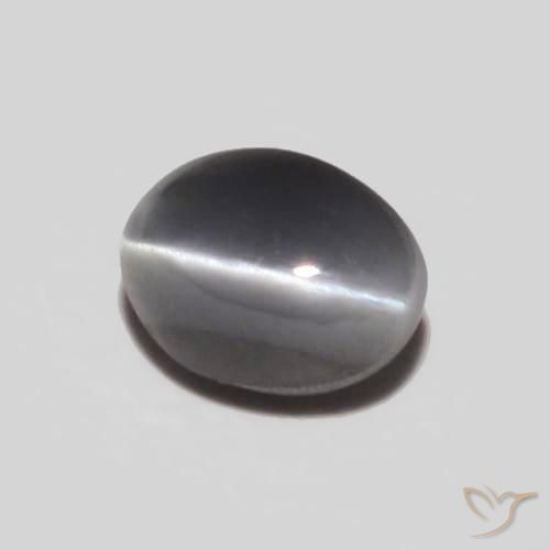 0.30カラットの天然ミディアムグレーリソベリルキャッツアイ、楕円形、オペーク
