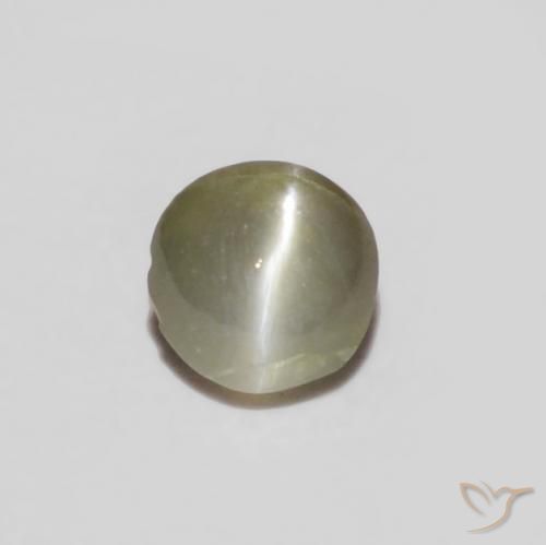 0.14ct 天然 薄いグレー リソベリルキャッツアイ, 楕円形, オペーク