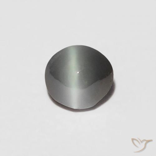 0.16ct 天然 薄い緑がかった灰色 リソベリルキャッツアイ, 楕円形, オペーク