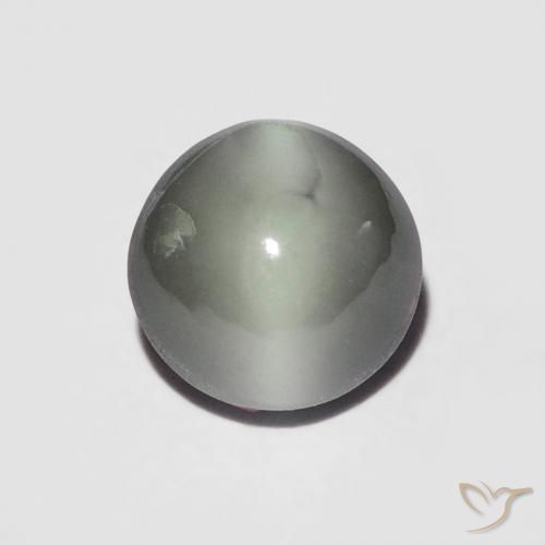 1.06ct 天然 ミディアムグレー リソベリルキャッツアイ, ラウンド, オペーク