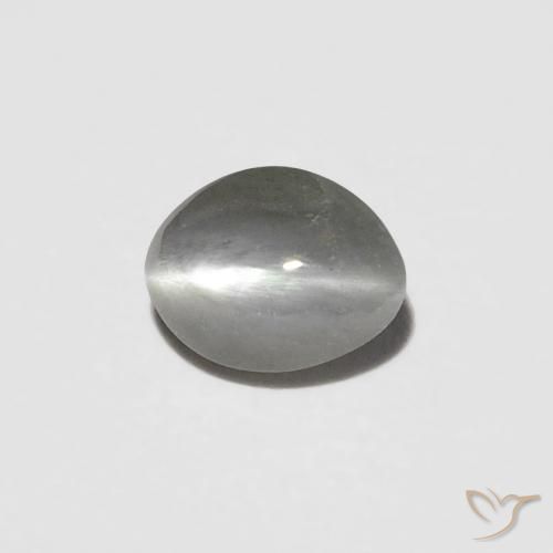 0.23ct 天然 非常に薄い灰色 リソベリルキャッツアイ, 楕円形, オペーク