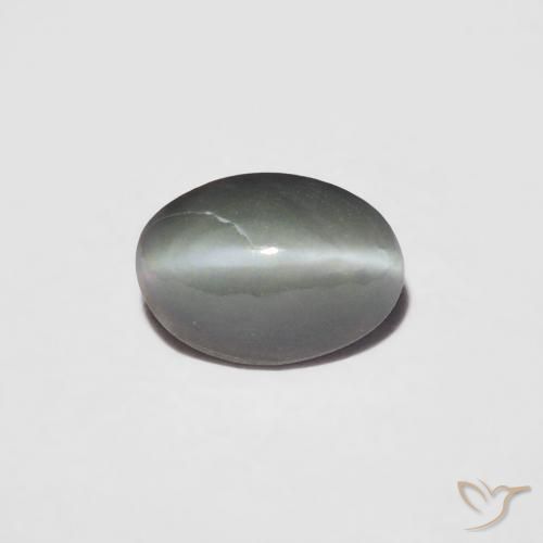 0.36ct 天然 ミディアムグレー リソベリルキャッツアイ, 楕円形, オペーク