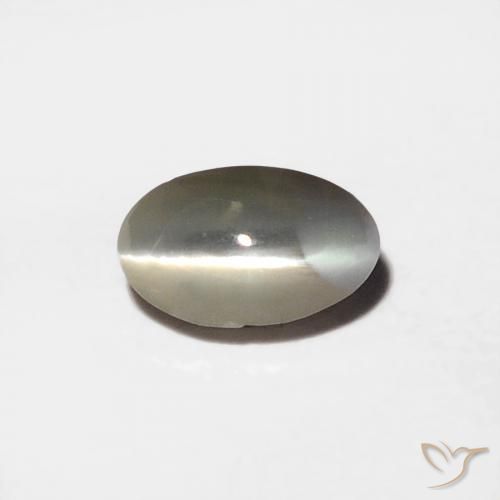 0.39ct 天然 非常に薄い灰色 リソベリルキャッツアイ, 楕円形, オペーク