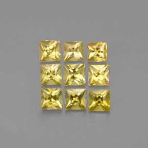 カラットの天然レモンクリソベリル（3×3 mm・四角）