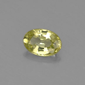 0.57カラットの天然イエローグリーンクリソベリル（6.1×4.2 mm・オーバルカット）