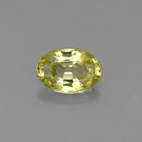 0.57カラットの天然イエローグリーンクリソベリル（6.1×4.2 mm・オーバルカット）