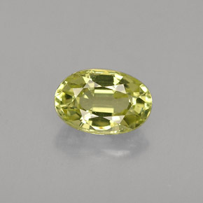 0.61カラットの天然イエローグリーンクリソベリル（6×4 mm・オーバルカット）