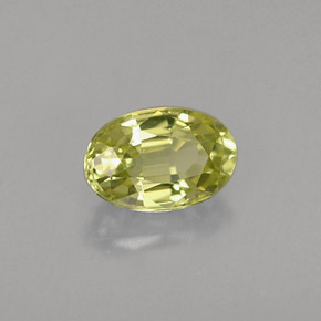 0.61カラットの天然イエローグリーンクリソベリル（6×4 mm・オーバルカット）