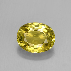 1.58カラットの天然緑がかったゴールドクリソベリル（7.8×6.1 mm・オーバルカット）