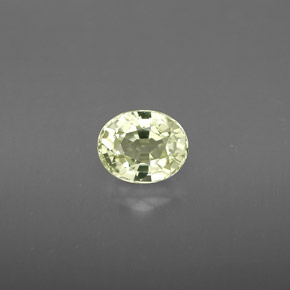 1.10カラットの天然緑がかった黄色クリソベリル（6.4×5.2 mm・オーバルカット）