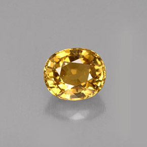 1.37カラットの天然ゴールデンクリソベリル（6.8×5.7 mm・オーバルカット）