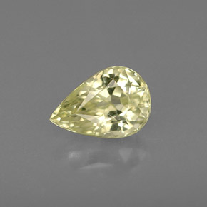 0.58カラットの天然緑がかったゴールドクリソベリル（6×4.1 mm・洋梨の形）