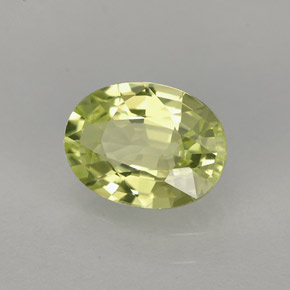1.26カラットの天然ゴールデングリーンクリソベリル（7.7×5.8 mm・オーバルカット）