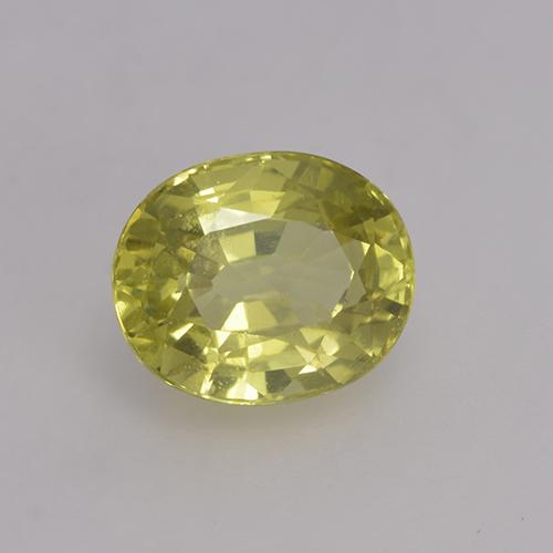 1.41カラットの天然薄いイエロークリソベリル（6.9×5.7 mm・オーバルカット）