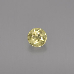 0.46カラットの天然緑がかった黄色クリソベリル（4.26 mm・ラウンドカット）