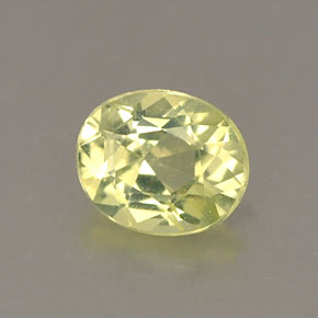 0.42カラットの天然イエローグリーンクリソベリル（5×4.1 mm・オーバルカット）