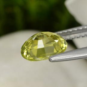 1.30カラットの天然緑がかった黄色クリソベリル（7.5×6 mm・オーバルカット）