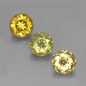 カラットの天然ゴールデングリーンクリソベリル（4.34 mm・ラウンドカット）