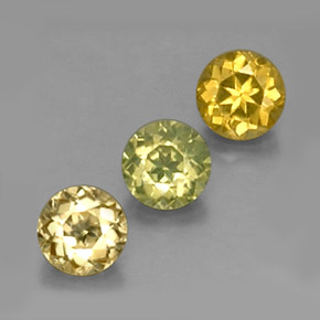 カラットの天然ゴールデングリーンクリソベリル（4.34 mm・ラウンドカット）