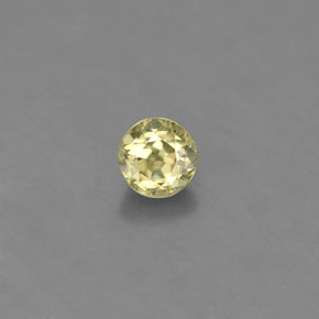0.53カラットの天然ゴールデングリーンクリソベリル（4.23 mm・ラウンドカット）