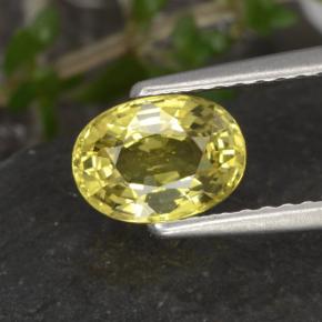1.12カラットの天然ゴールデンクリソベリル（7.2×5.2 mm・オーバルカット）
