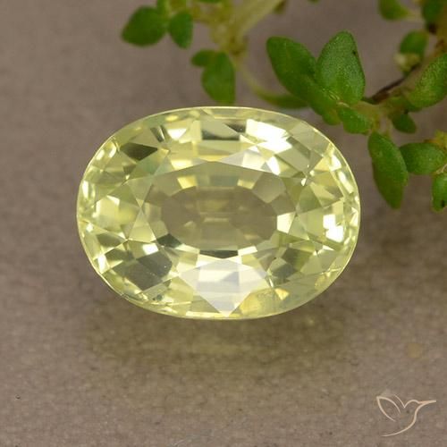 1.76カラットの天然Medium Light-Yellowクリソベリル（8.1×6.1 mm・オーバルカット）