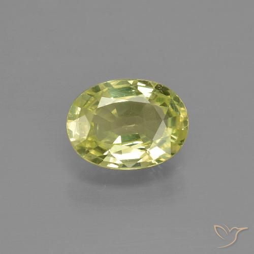 1.20ct 天然 ミディアムイエロー クリソベリル, 楕円形, VVS-VS